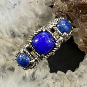Carolyn Pollack Sterling Lapis Lazuli & Denim Lapis Decorated Ring For Women
